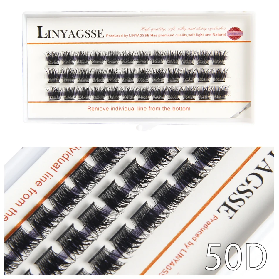 LINYAGSSE 50D 0.07 3 rows Self-Grafting Cluster Lashes Natural Mink Eyelash Individual Extension Lashes Makeup Cilias