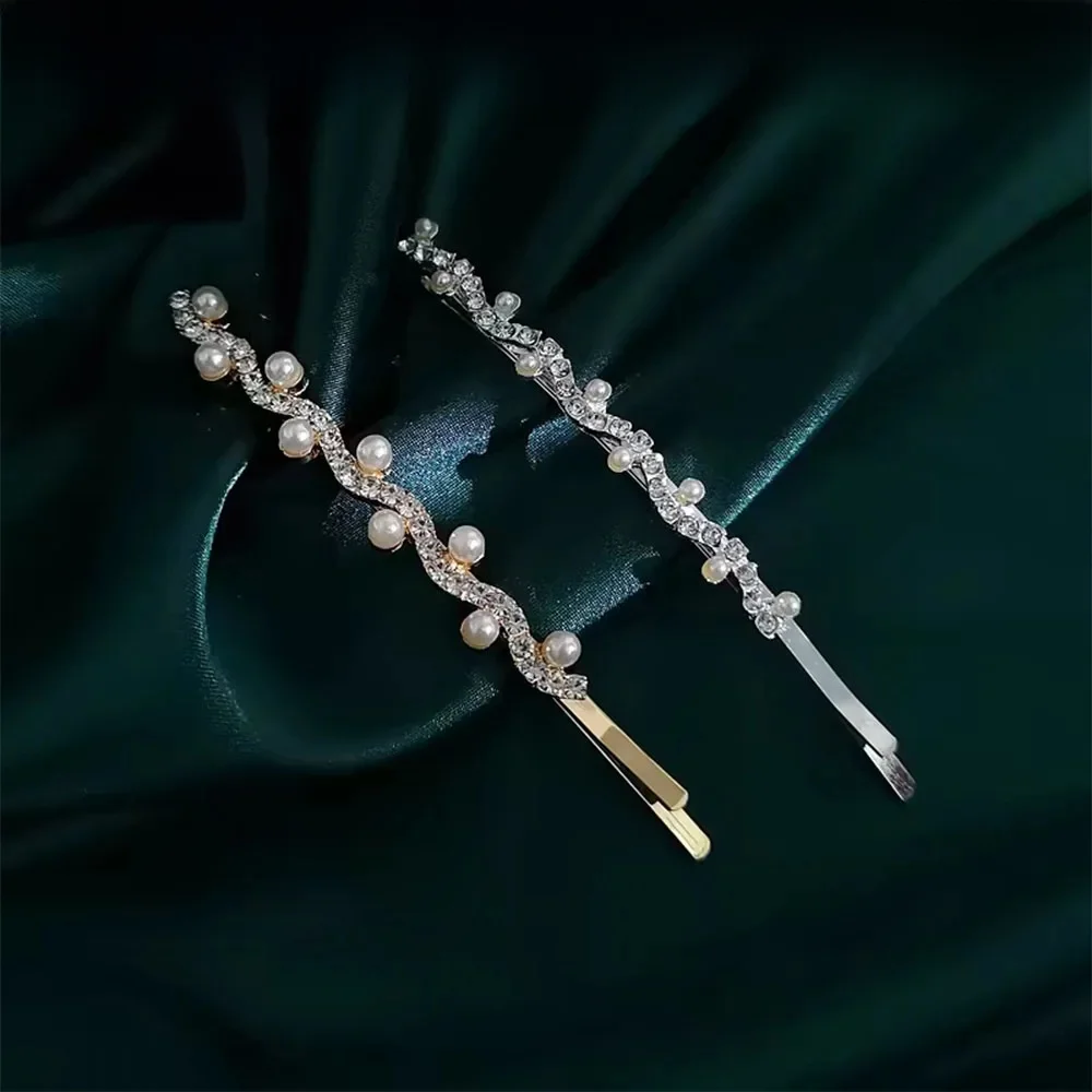 Épingle à cheveux en perles de cristal avancées, 2 pièces, mode Europe et amérique, Clips latéraux pour femmes et filles, accessoires pour cheveux