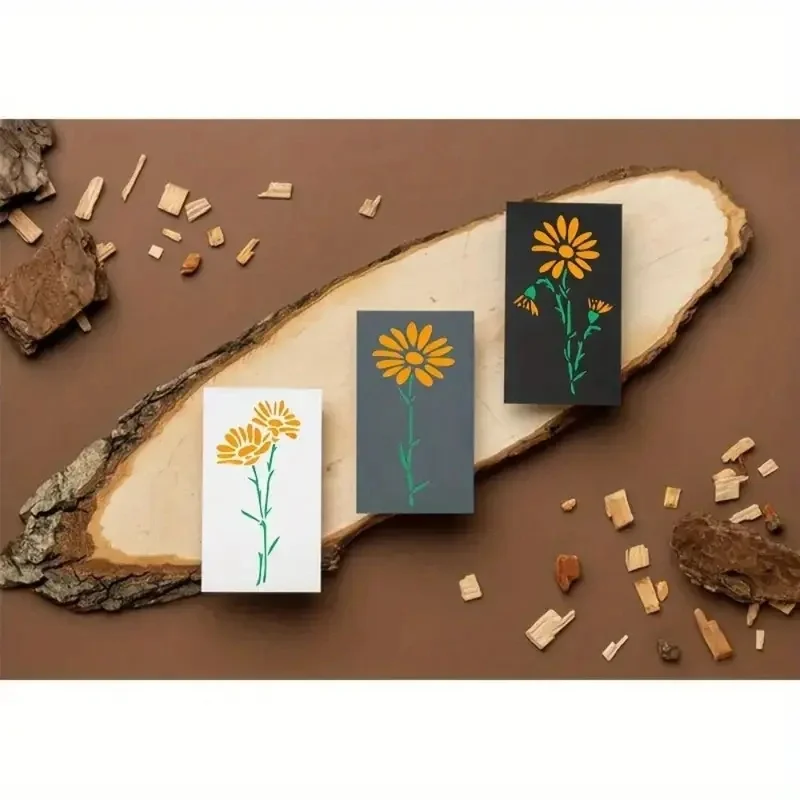 6개 재사용 가능한 단일 꽃 스텐실 세트, 모던 플로럴 디자인 PET 페인팅 템플릿 (목재, 패브릭, 종이, 벽, 캔버스 DIY용)