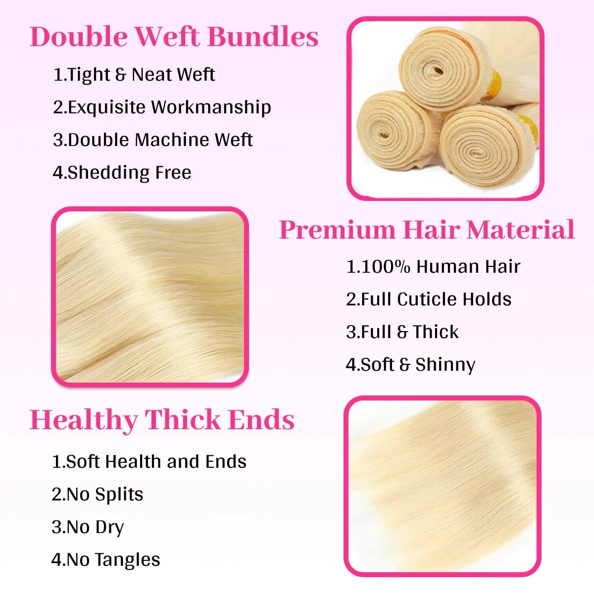 # 613 شقراء مستقيم 1 3 حزم حزم الشعر البشري حزم الشعر البرازيلي العسل شقراء غير المجهزة عذراء شعر ريمي تمديد