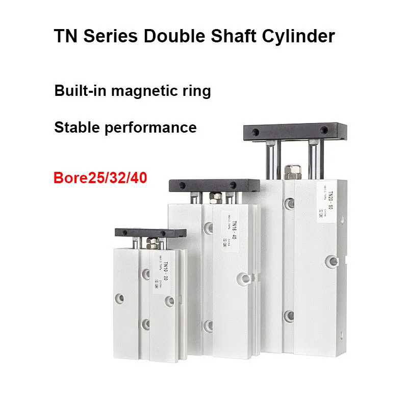 

TN Series Double Shaft Cylinder Pneumatic Double Rod Air Cylinder Double Acting Bore 10/16/20/.../40mm Stroke 10/20/30/.../500mm