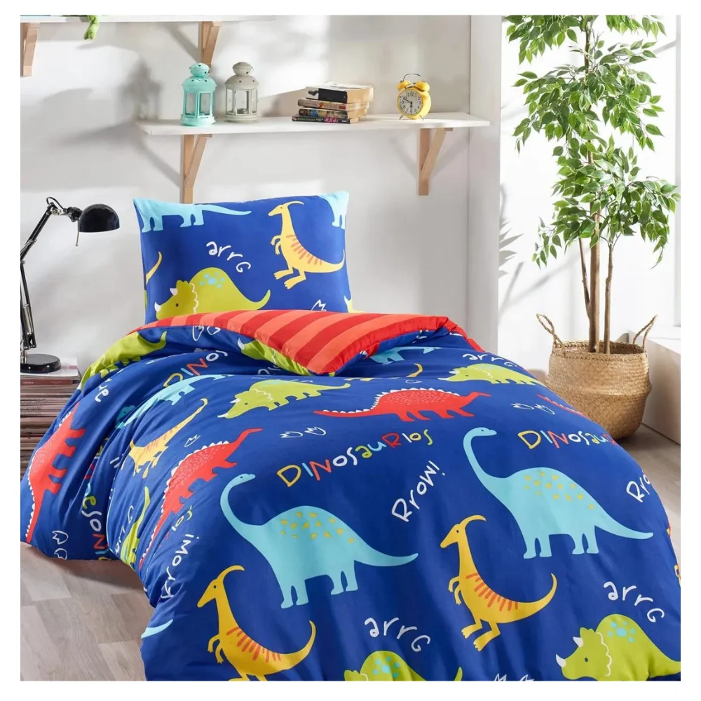 Junior Duvet Cover Set Single Dinosaur Figure Kids Room Boys Colorful Bedspread Sleeping Sets Birthday Gift2023