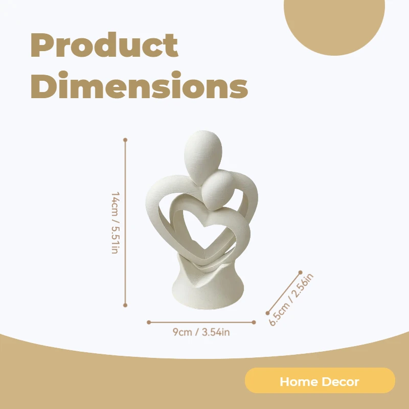 Abstract Couple Hugging Sculpture, Modern Heart-Shaped Lovers Figurine, Romantic Home Decor for Living Room Bedroom
