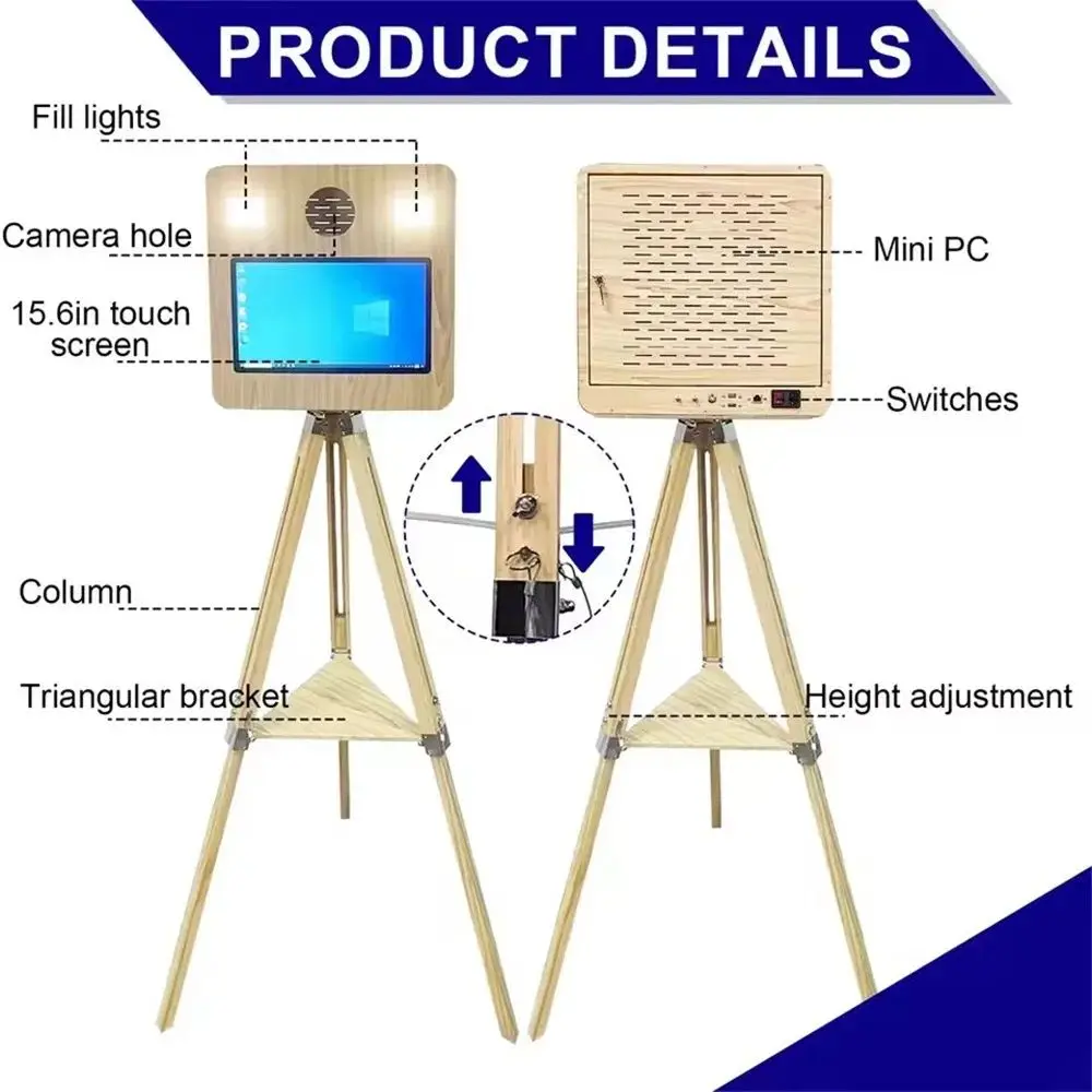 Image of Tragbare Kamera-Fotobox mit 15,6 Zoll Touchscreen Selfie-Fotobox DSLR-Fotobox-Maschine für Hochzeiten, Partys und Events