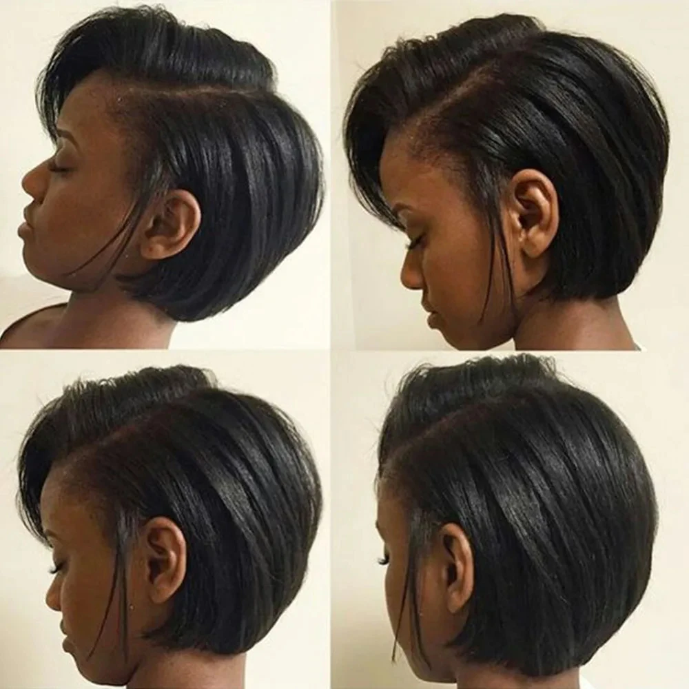 Parrucca corta Bob Parrucche taglio pixie Parrucca di capelli umani Bob Parrucca di pizzo Parte laterale Parrucche di capelli umani per le donne Parrucca di pizzo 13x4 Pizzo trasparente