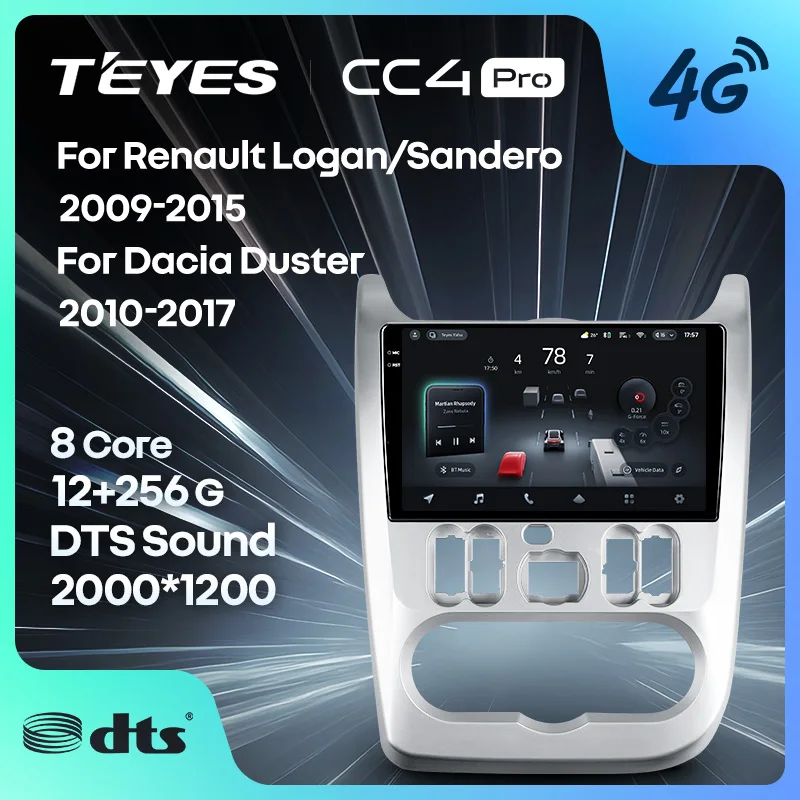 TEYES CC4 PRO For Renault Logan Sandero For Dacia Duster For Lada Largus 2009-2021 CarPlay Auto 2DIN Autoradio Multimedia Stereo