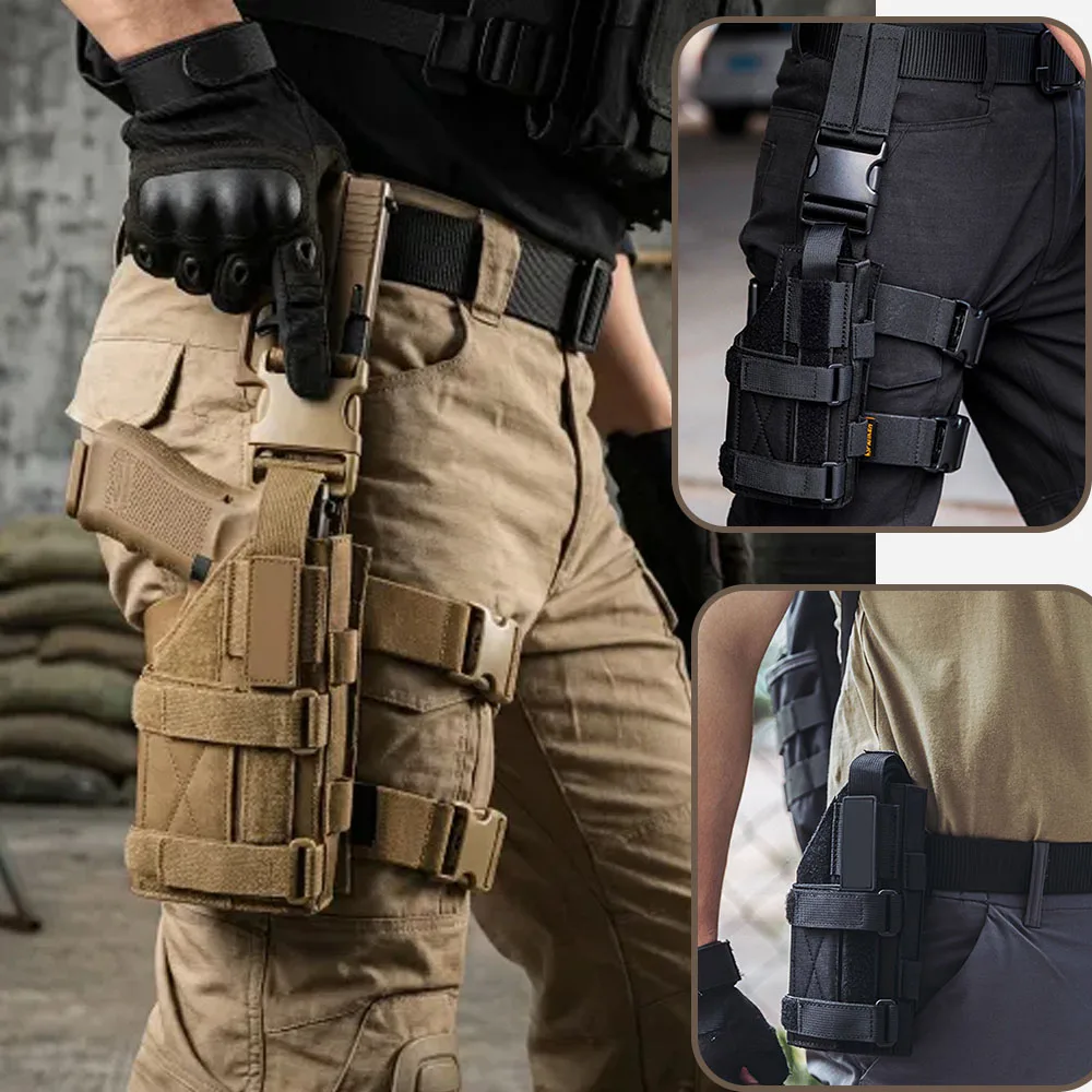 

Tactical Molle Drop Leg Holster Adjustable Left Right Hand Pistol Holster for G17 G18 G19 G26 G34 M1911 XD-45acp CZ P-10C