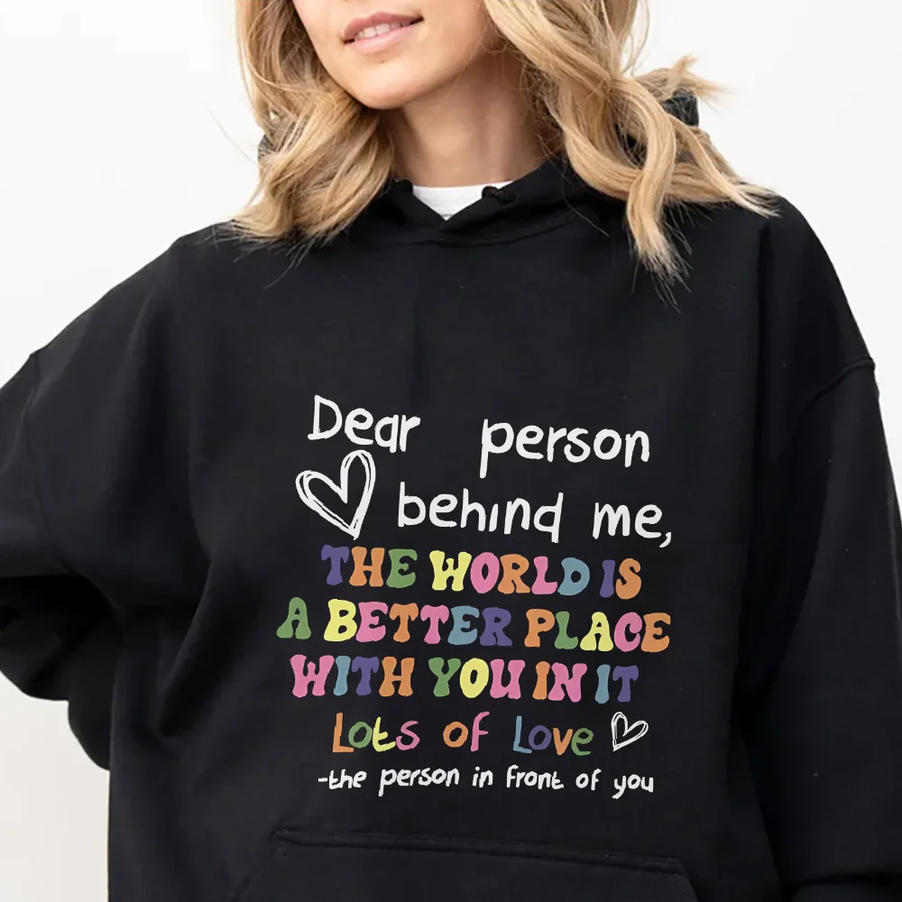 Kind Message Hoodie Inspiring Kind Message Print Casual Loose Long Sleeved Autumn Uplifting Positive Comfortable Warm Top