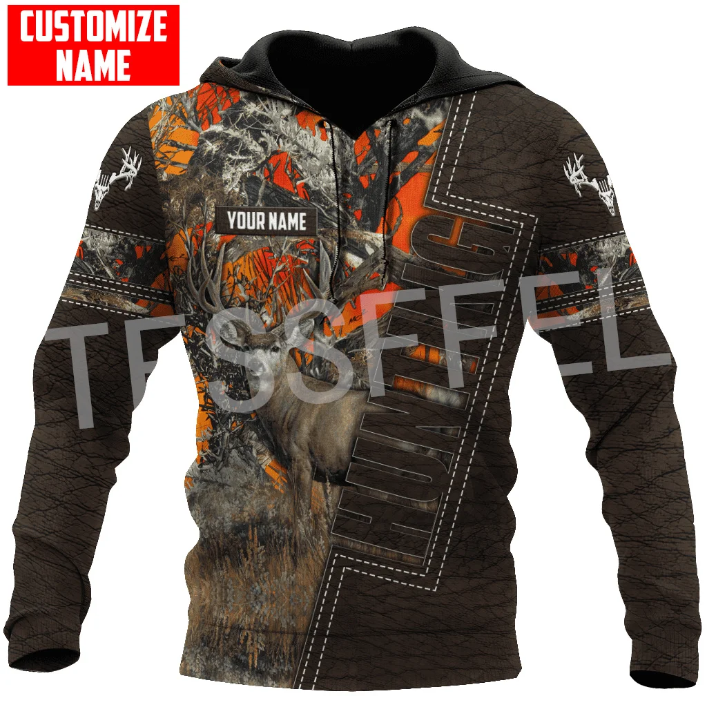 

Custom Name Deer Hunting Animal Bow Hunter Camo Cosplay Tattoo Retro Tracksuit 3DPrint Harajuku Casual Pullover Jacket Hoodies H