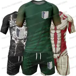 Attack on Titan Rash Guards Surfing Jersey Beach Skating Shirts Summer Swimwear Diving Gym MMA BJJ Men Jiu Jitsu Fitness Tops