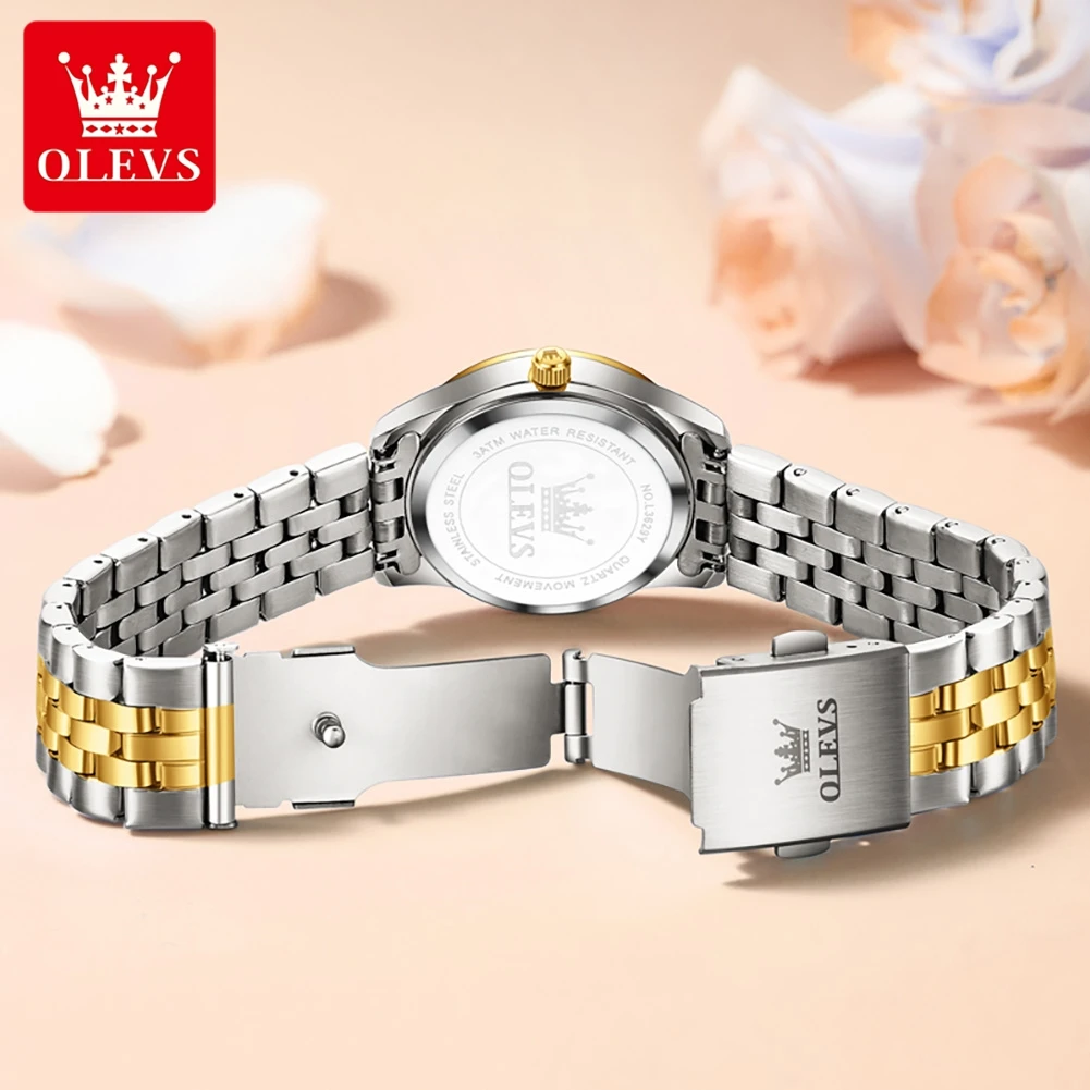 OLEVS Women's Luxury Quartz Watch 3629 Top Brand Sparkling Diamond Dial Waterproof Luminous Ladies Timepiece Christmas Gift