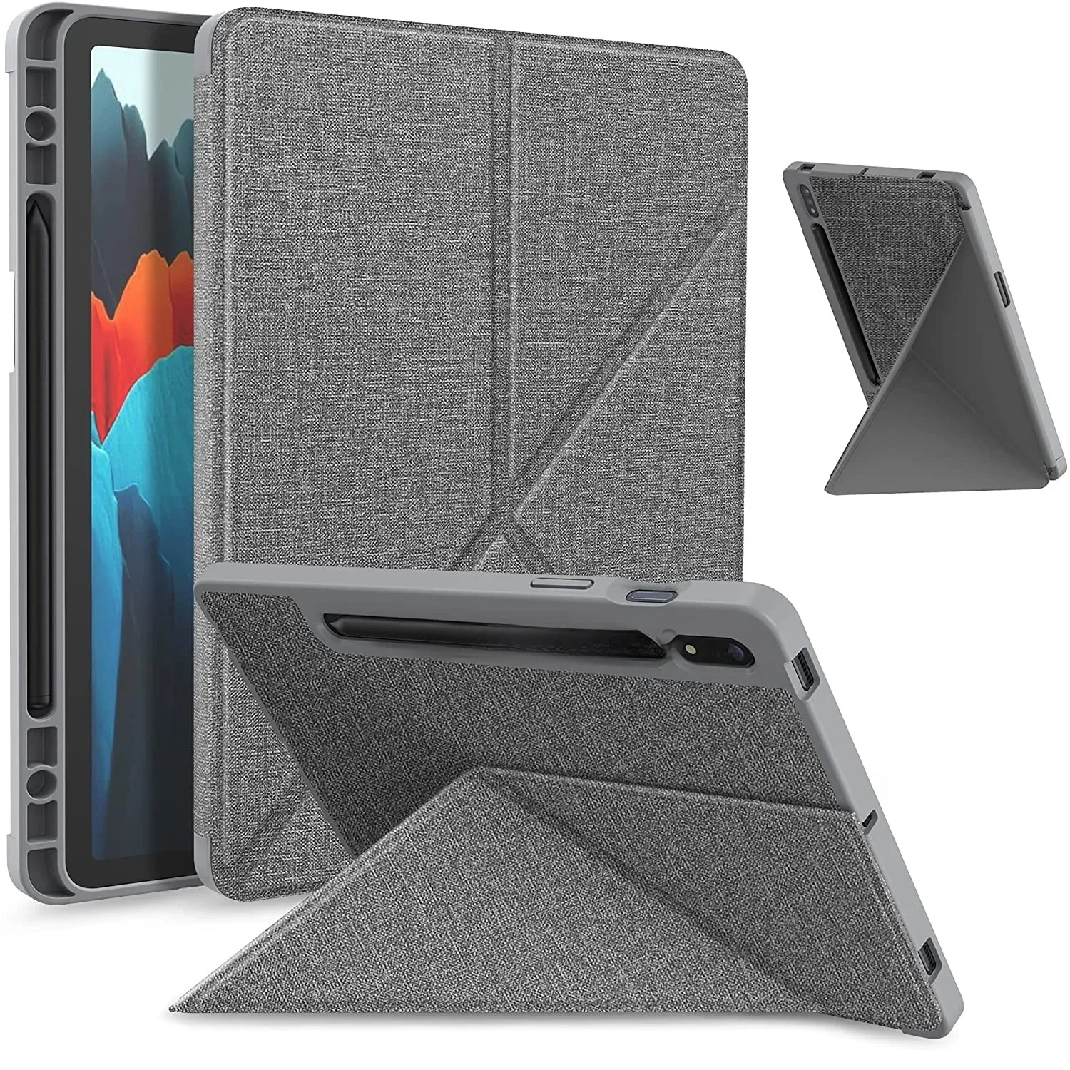 Wielofunkcyjne etui z funkcją podstawki do Samsung Galaxy Tab S7Plus 12.4" T970 S7FE T730 S8Plus X800, Smart Stand Cover do Tab S7 S8 11" T870/X700 — zdjęcie produktu 7