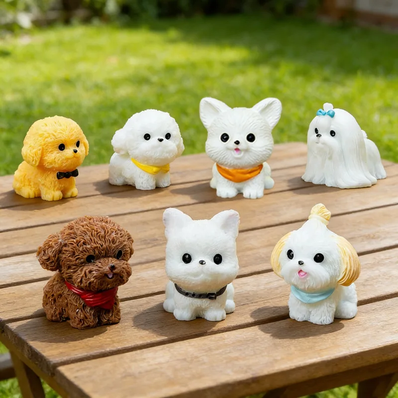 Mini Resin Puppy Figurines Micro Landscape Decor Accessories Car Desktop Ornaments Student Classroom Reward Small Gifts