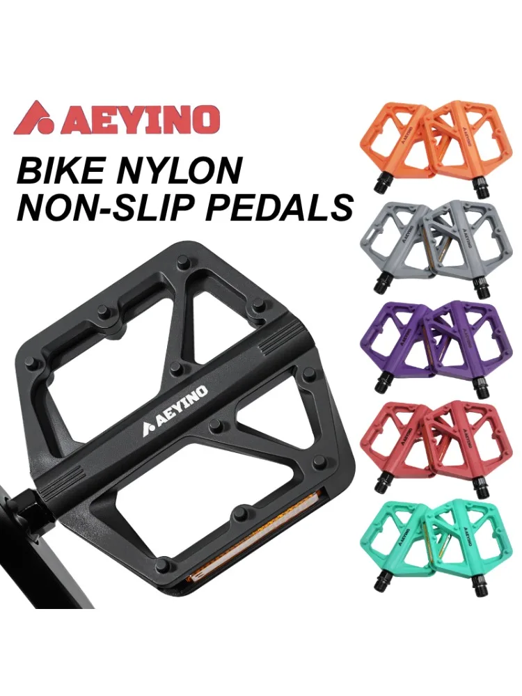 AliExpress BUCKLOS AEYINO Bicycle Pedals MTB Bike Pedal Foot Plat Nylon Anti-slip 9''16 Standard Pedals Widen Classic Pedal Reflector Bicycle Parts