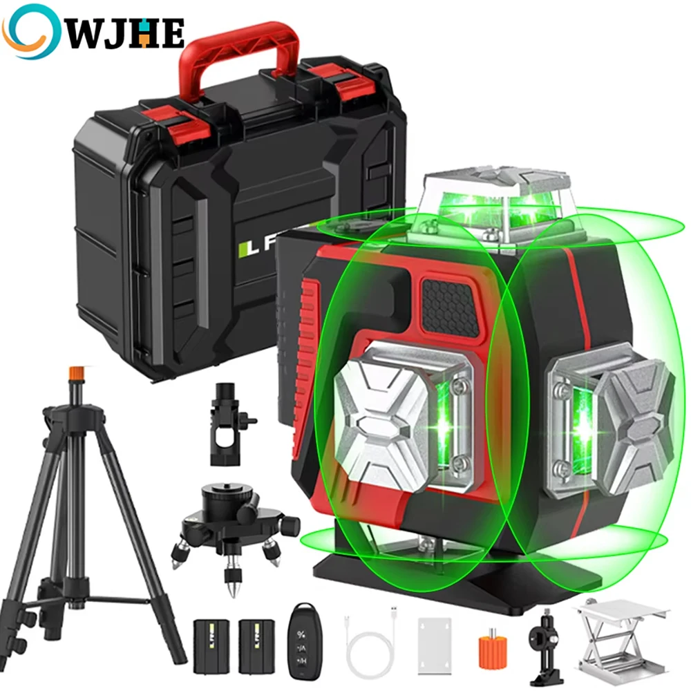 4D Laser-Nivelliergerät 16-Linien ABS+PC Kreuzlinienlaser Grün Horizontal Vertikal 520Nm Laser Selbstnivellierend 360 Grad Laserlinie