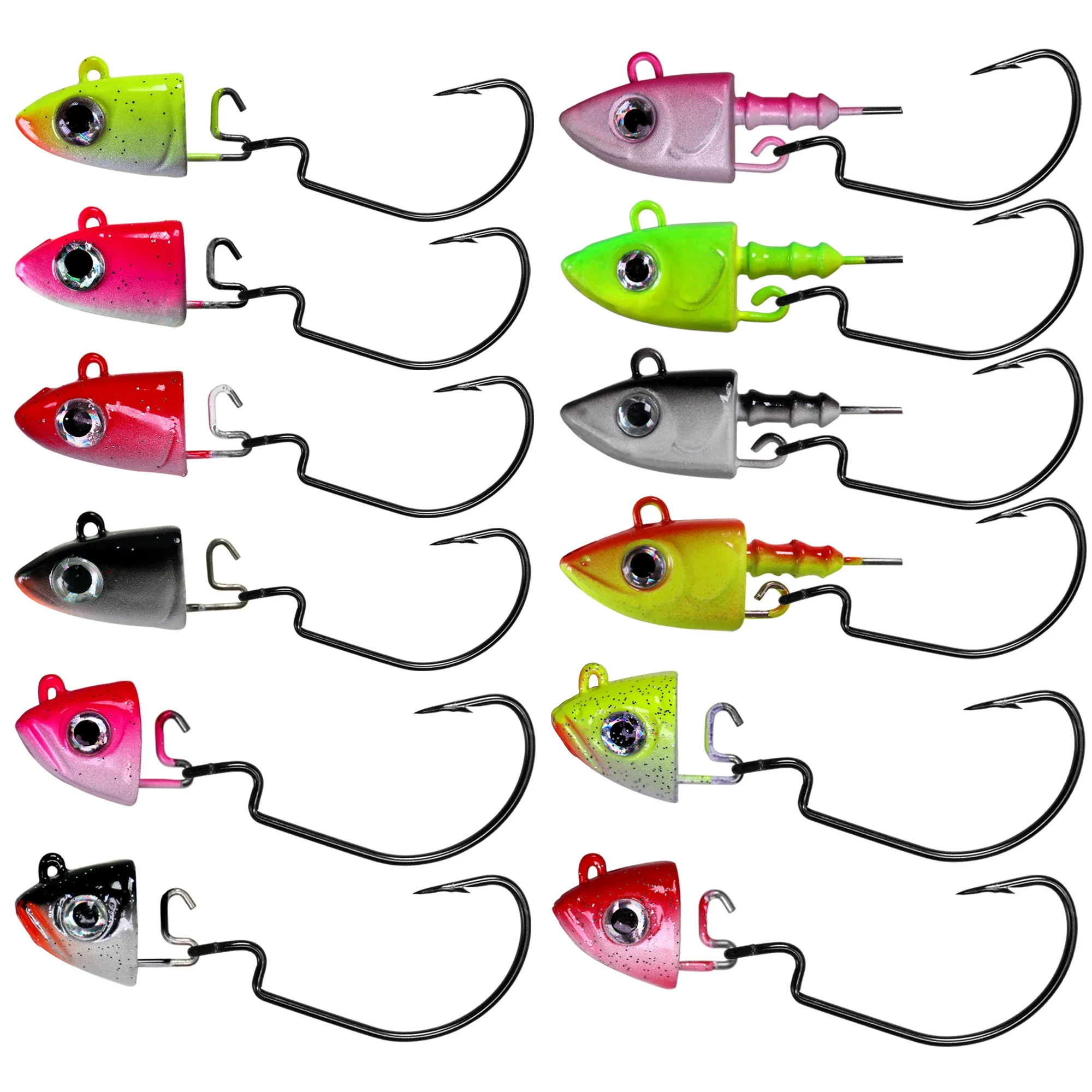 Qualität Jig Kopf Angelhaken 10g 12g 25g Fisch kopf Angelhaken weiche Angel köder Angel gerät Kit