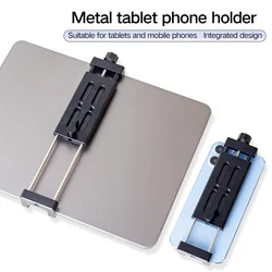 Metallic Tripod Head Stand for Tablets & Mobile Phones Photo/Video Live Streaming Desktop iPad Clamp Accessory Holder Adapte