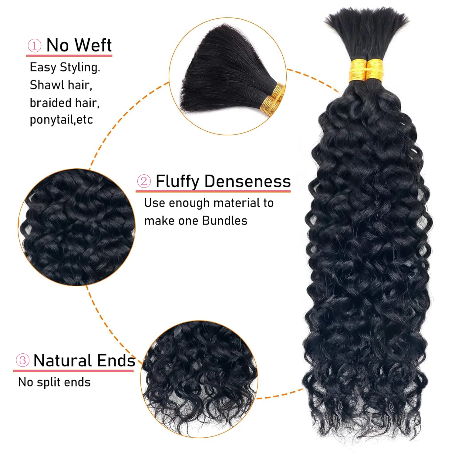 Bulk Human Hair For Braiding Natural Color Curly No Weft Cuticle Aligned Wholesale Burmese Braids Human Hair Extension 16-24inch