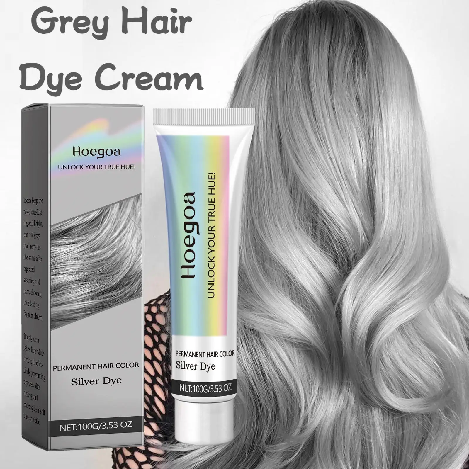 

Hoegoa 100g Gray Color Hair Dye Cream Long Lasting Coloring Permanent Styling Nourish Hair Smooth Fashion Hair Coloring Wax