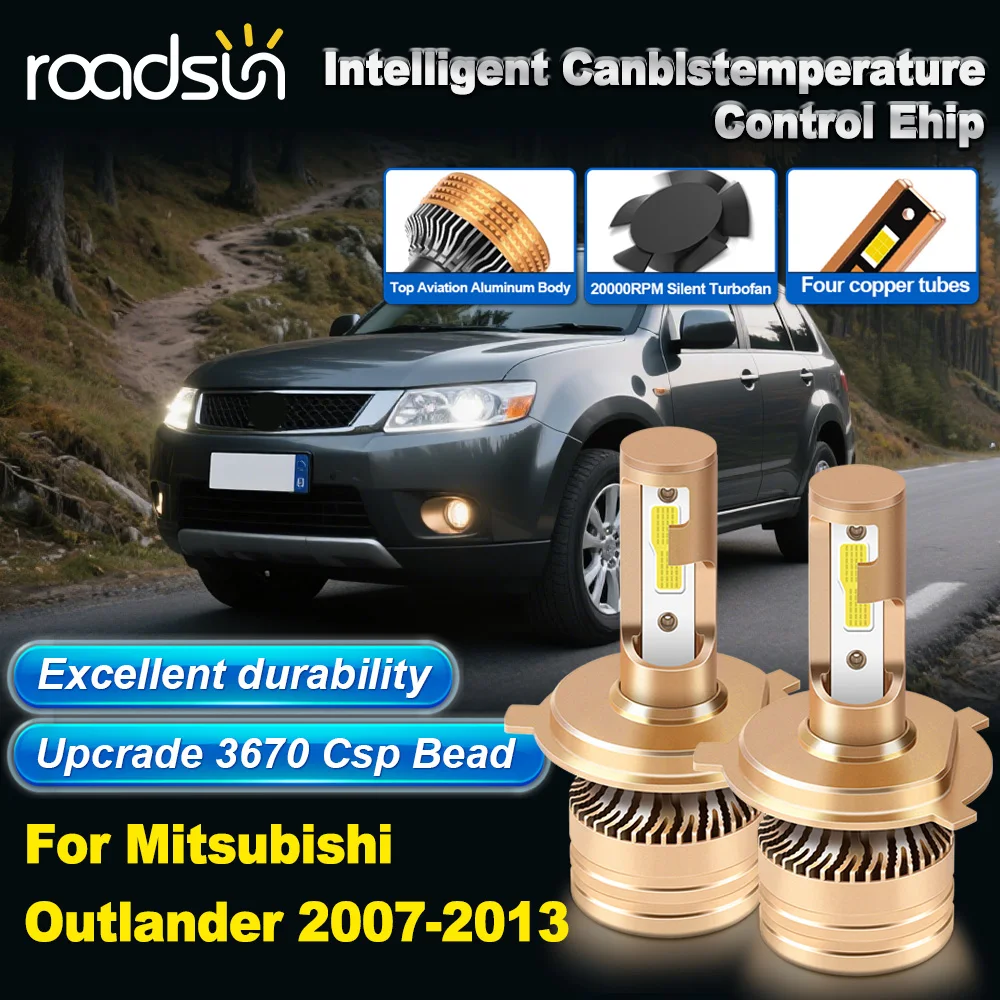 

2PCS For Mitsubishi Outlander 2007-2013 H4 28000LM 180W COB Chip 6000K White Plug&Play IP68 Car Bulbs