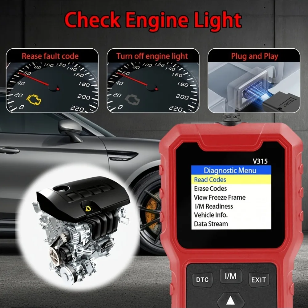 الماسح الضوئي العالمي المحسن لـ Obd II لقارئ رمز خطأ محرك السيارات يمكنه تشخيص أدوات المسح الضوئي ورموز الأخطاء الواضحة