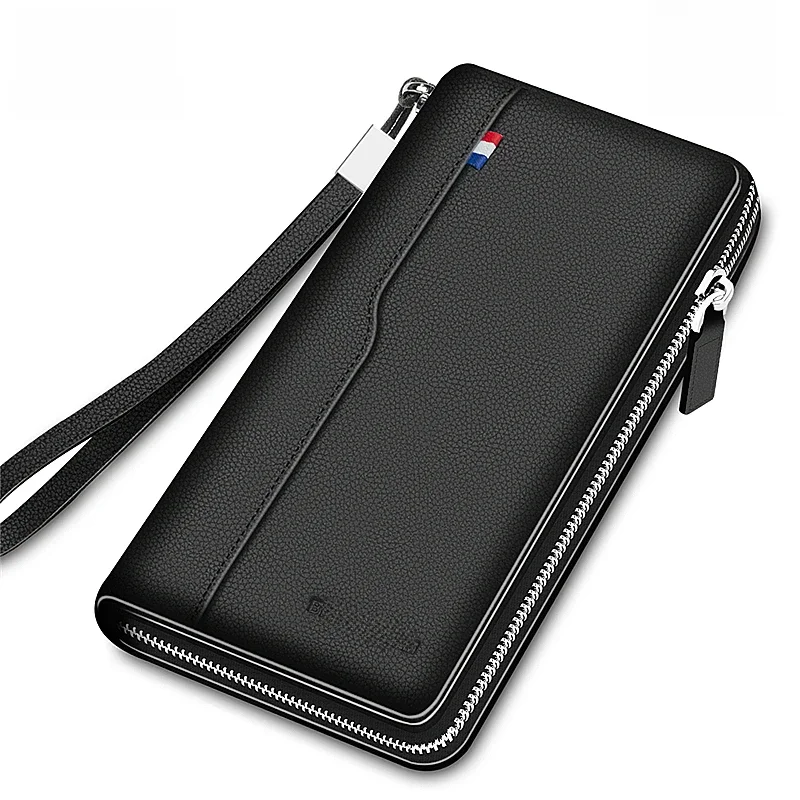 BISON DENIM prawdziwy męski portfel ze skóry RFID blokowanie długa torba etui na monety okładka na paszport dla mężczyzn etui na karty kredytowe W8226 — zdjęcie 2