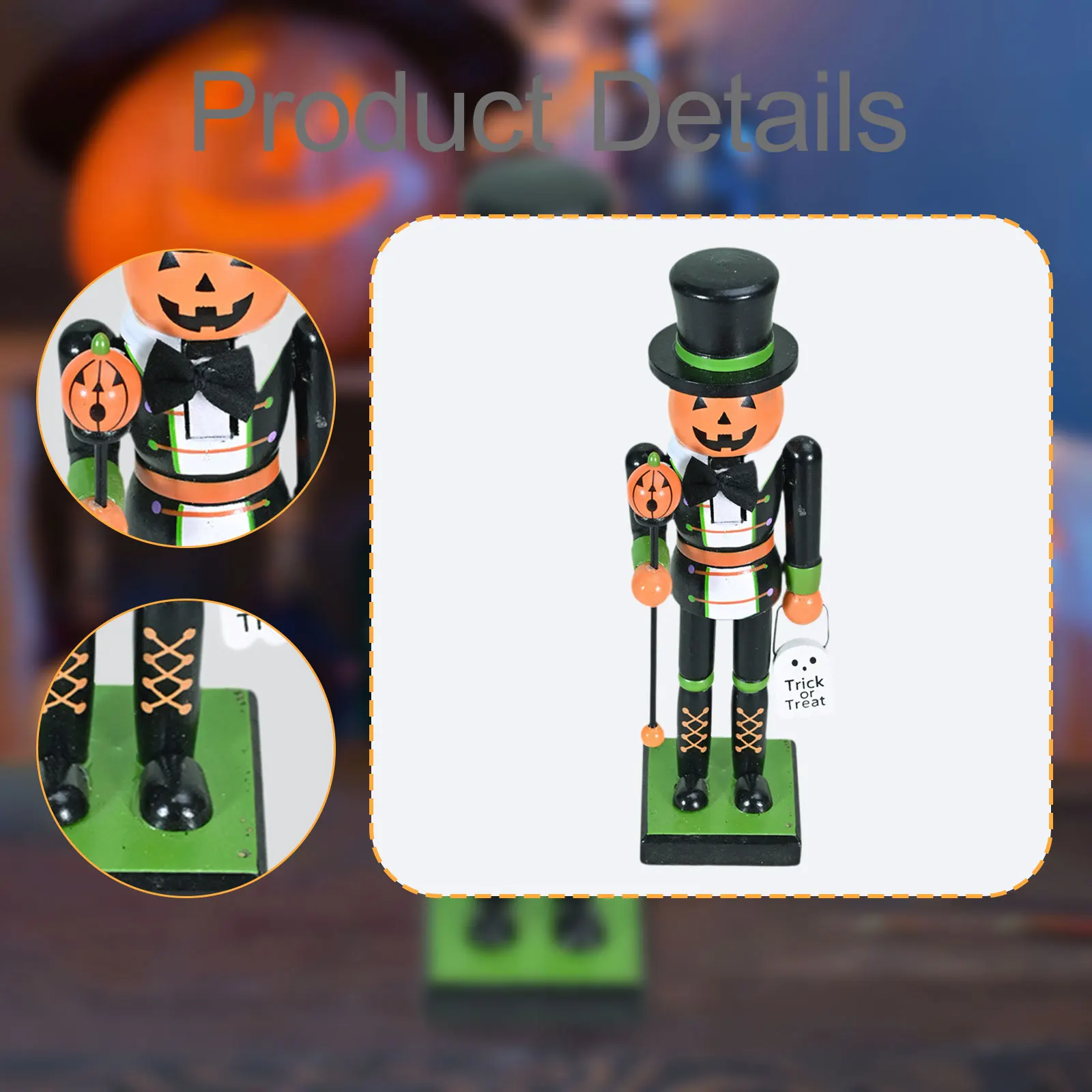 25 سنتيمتر هالوين كسارة البندق تمثال مع قاعدة مستقرة خشبية عيد الميلاد زخرفة للحزب تفضل المشهد الديكور حديقة #4