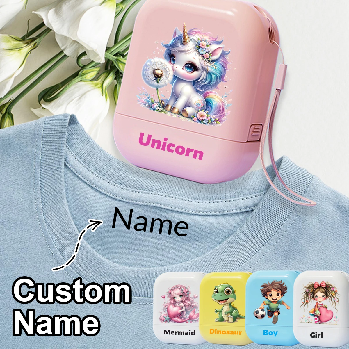 Custom Name Stamp,Personalized Clothes Name Animal Stamp,Cartoon Pattern Signature Stamp,Customizable Stamps For Kids,Customize