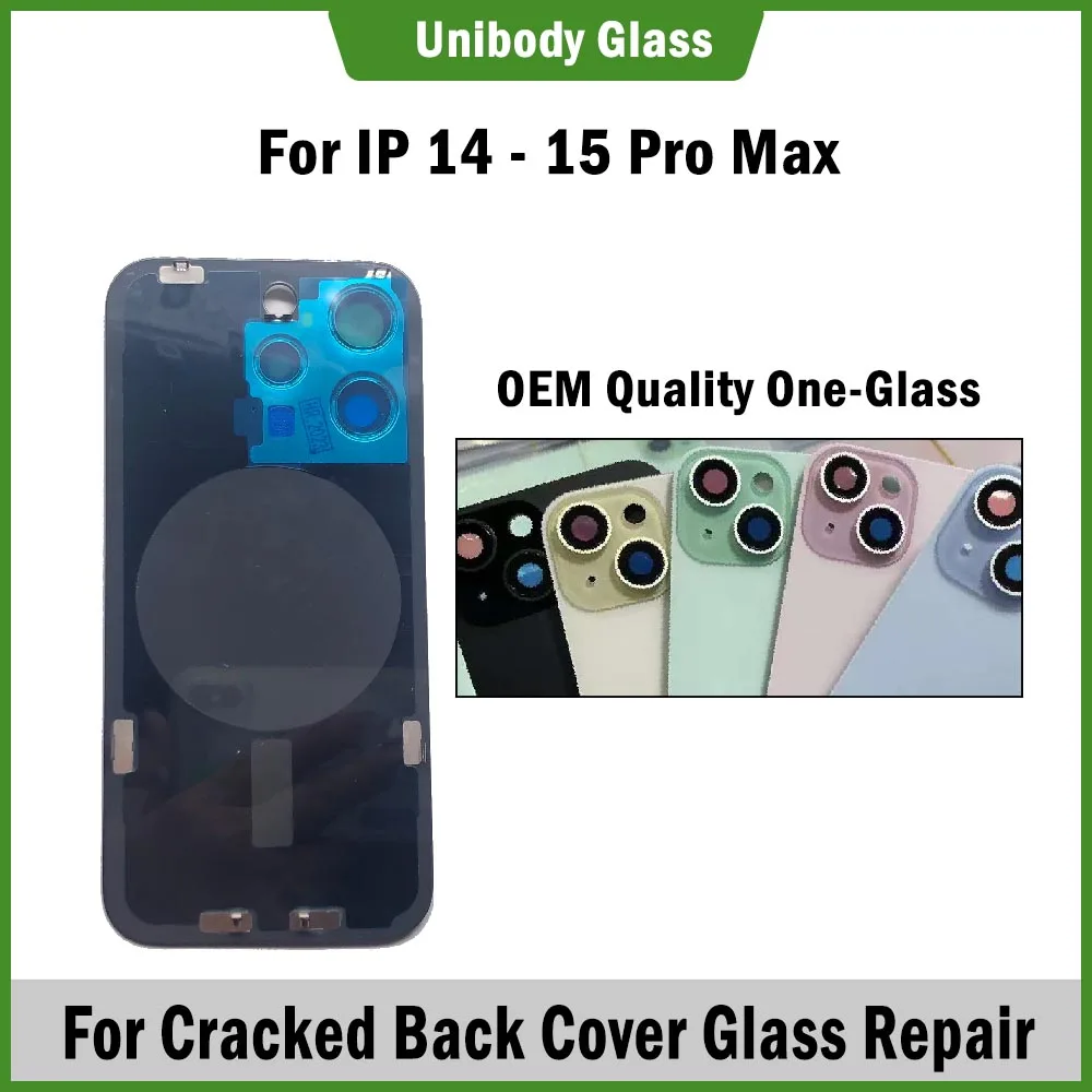 Top OEM Quality One Glass Unibody Back Glass With Metal Panel Frame for 15 Pro Max 14 Plus Rear Door Housing Parts Repair