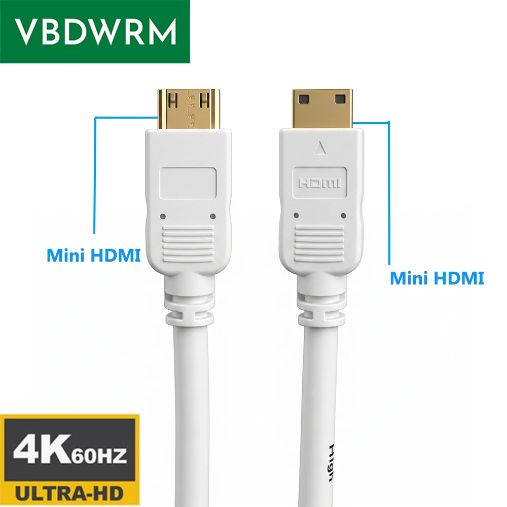 4K Mini HDMI to Mini HDMI Cable Dual Mini HDMI Plug HDMI Cable for Raspberry Pi Zero Orange PI Zero 2W Portable Monitor Camera