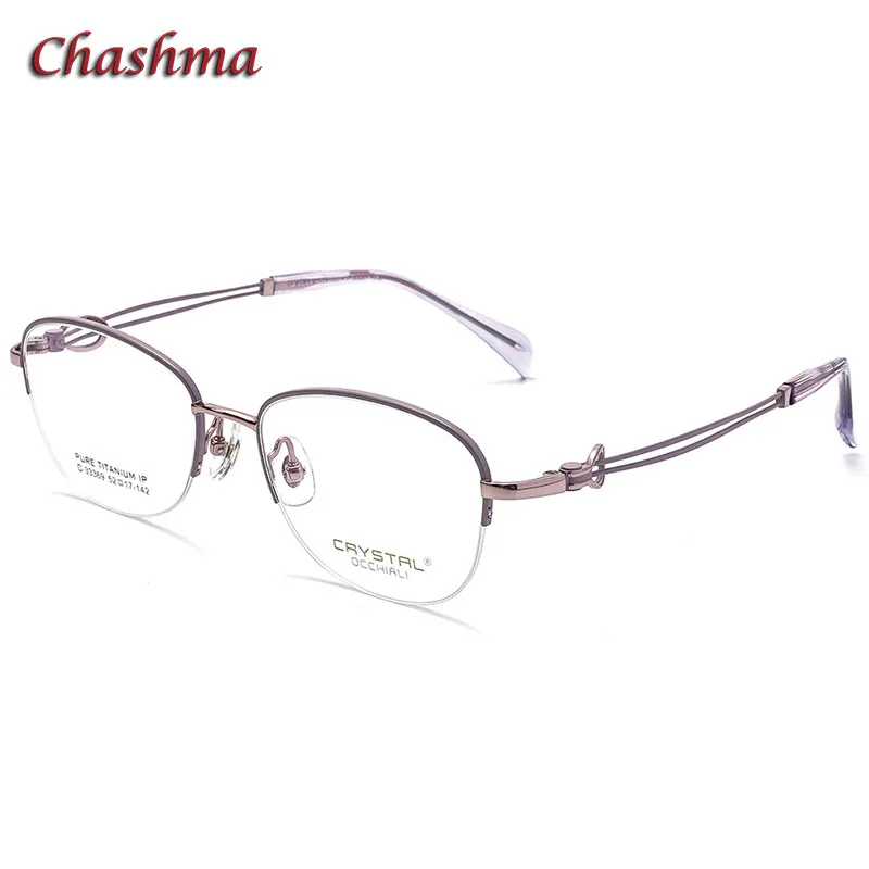 

Chashma Woman High Quality Designer Titanium Semi Rim Prescription Glasses Frame Optical Female Lightweight Eyewear Spectacles