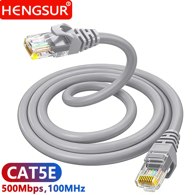 Cable Ethernet CAT5e HENGSUR, Cable de Red de Alta Velocidad, Gris, Redondo, RJ45, para Router, Laptop, PC, Módem, Smart TV, CAT5E