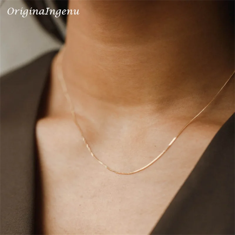 Naszyjnik z łańcuszkiem wypełnionym 14-karatowym złotem Drobny naszyjnik Choker wypełniony złotem Odporny na przebarwienia naszyjnik Biżuteria w stylu vintage