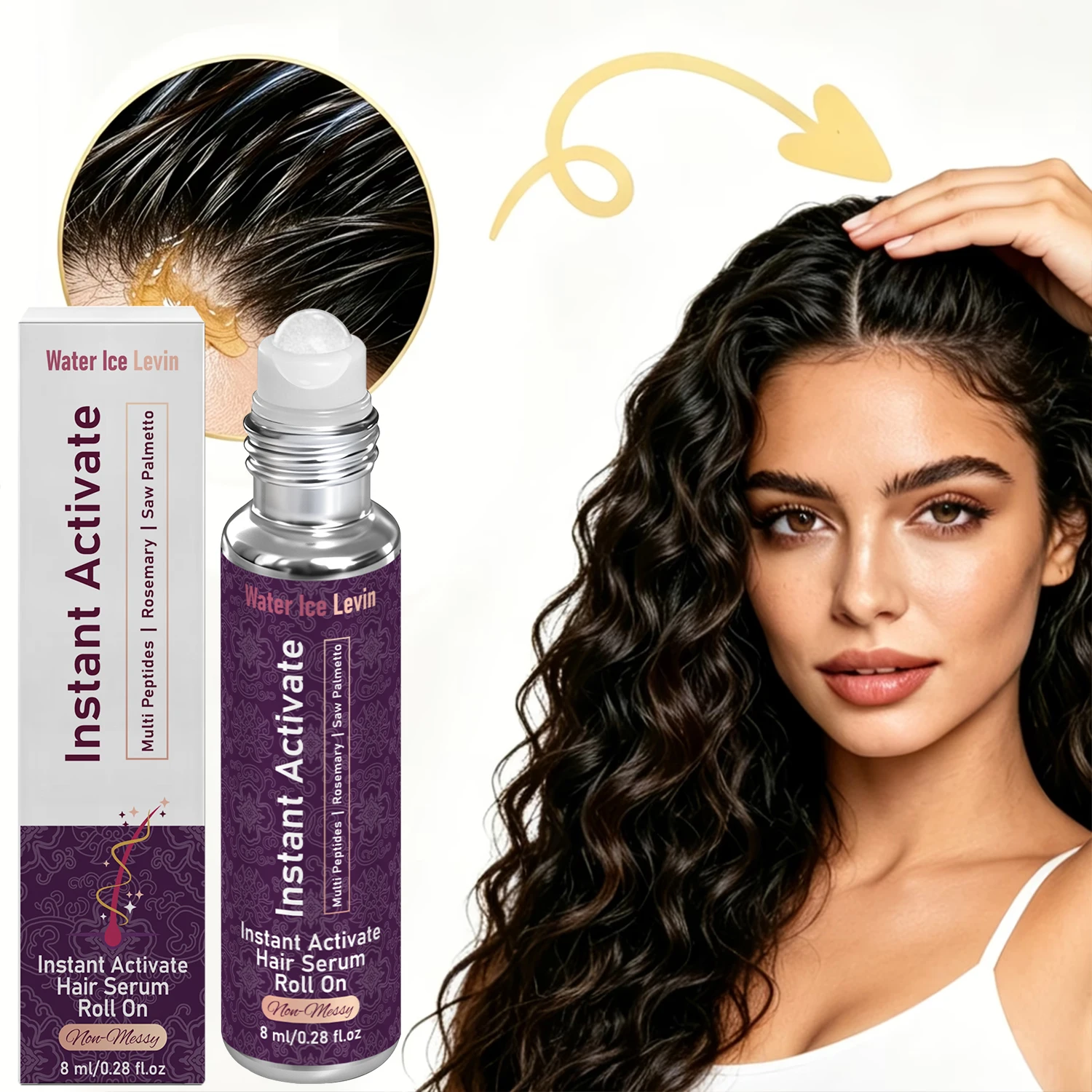 Water Ice Levin Instant Activate Hair Serum Roll On Multi Peptides Rosemary Saw Palmetto Scalp Care Oil 8ml