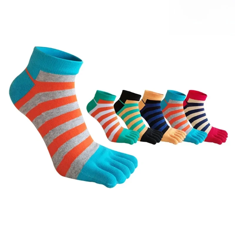 Chaussettes Rinse Parker en pur coton pour hommes, rayures, document lumineux, antibactérien, respirant, bateau, 5 doigts, garçon, 4 saisons, 1/5 paires