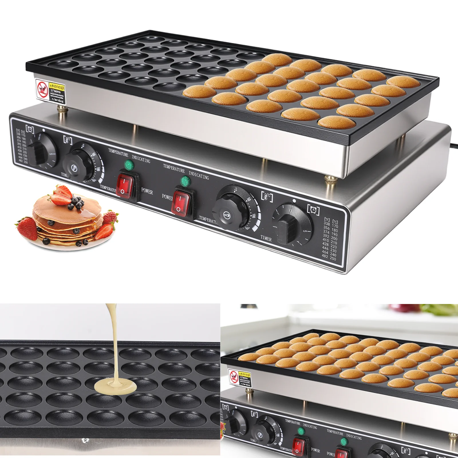 50 Uds Mini máquina para hacer tortitas Dorayaki panadero máquina comercial antiadherente máquina para hacer gofres doble temperatura y Control de tiempo