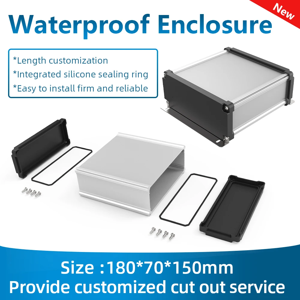 Custom Inverter Instrument Housing Aluminium Electronic Enclosure Outdoor Waterproof Ip68 Junction Box M11 180*70mm