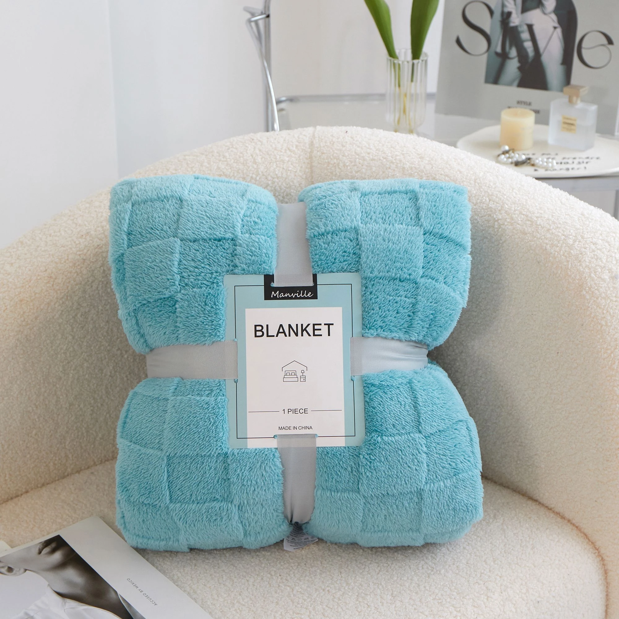 ROSEKIND Soft Taffeta Blanket, Warm Versatile for Bed Sofa Office and Camping, An Elegant Home Decor with Various Colors