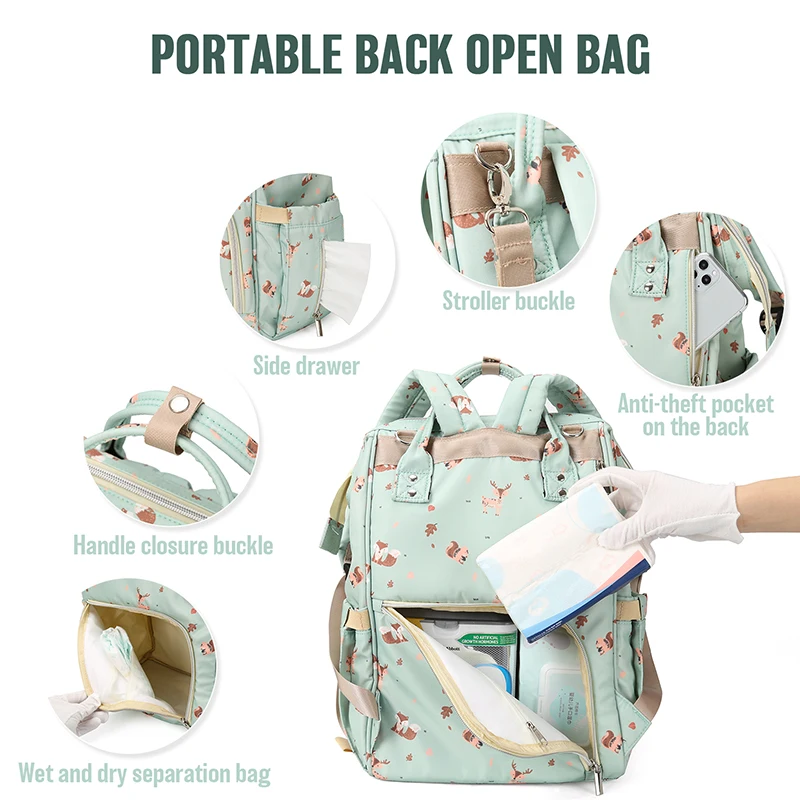 Diaper Backpack, Large Capacity Baby Bag, Multi-Function Travel Backpack Nappy Bags, Nursing Bag, Waterproof Fashion Mummy Bag