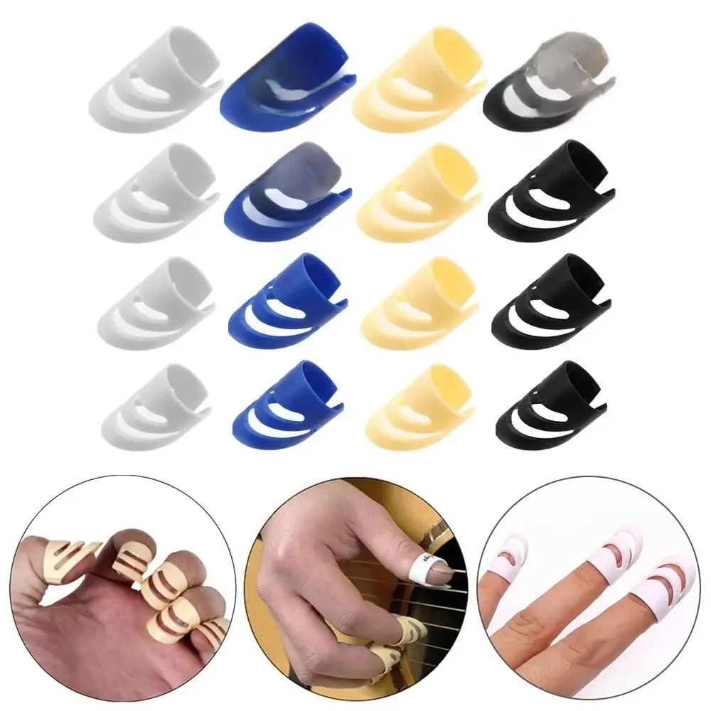 LEUKULELE-Lot de 4 protège-doigts en plastique, accessoire de manucure, pour doigts, pouce, ongles, pour instrument acoustique et électrique