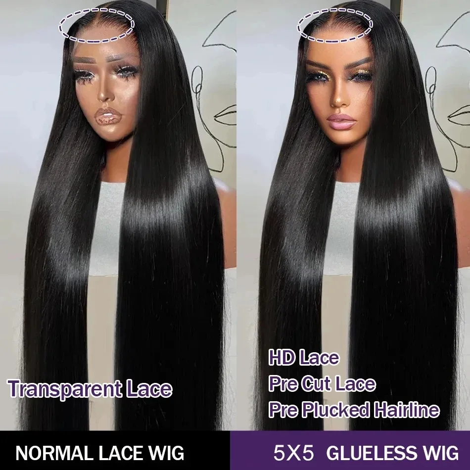 YKB 30 Inch Bone Straight Glueless Wigs Human Hair 5x5 6x6 HD Lace Closure Wig Preplucked Ready To Wear Peruvian Raw 200 Density