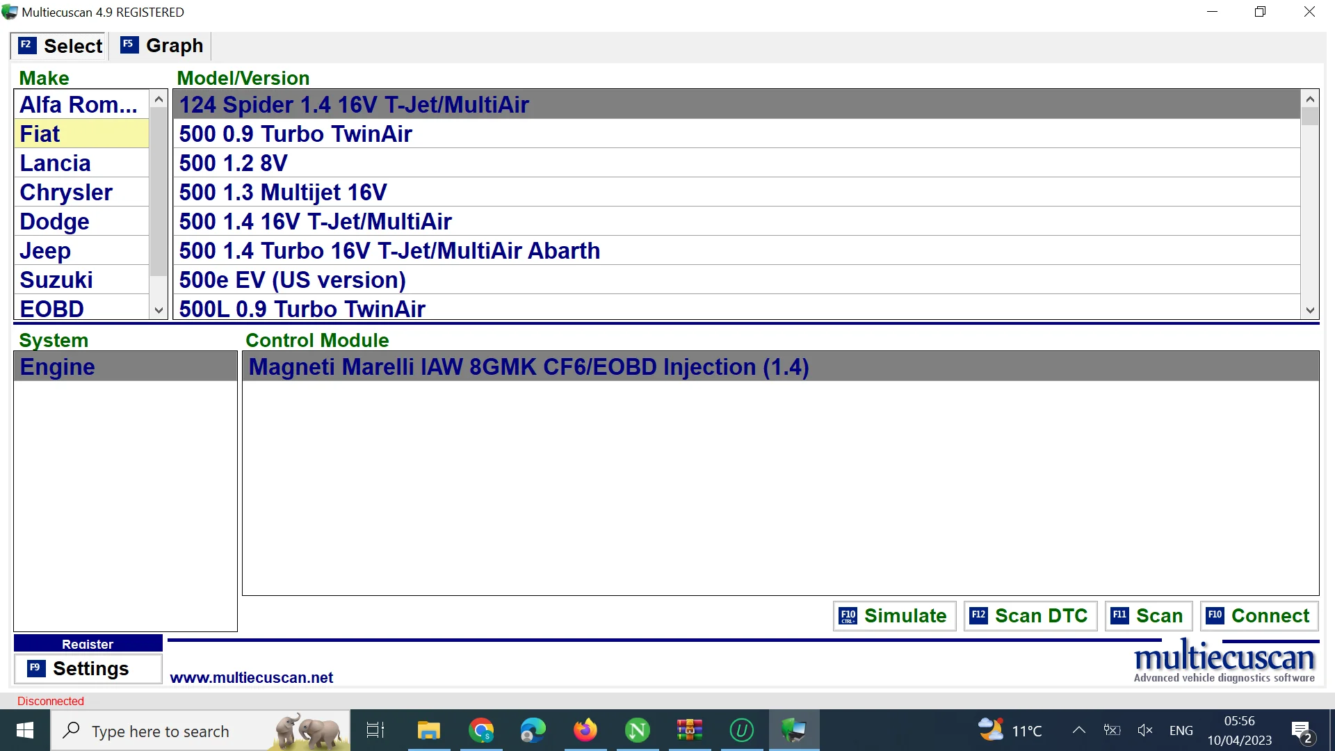 Logiciel MultiEcu_Scan 4.9 V_4.9, nouveau 2023 Fiat/adieu Romeo/Lancia Guide vidéo d\'installation enregistré