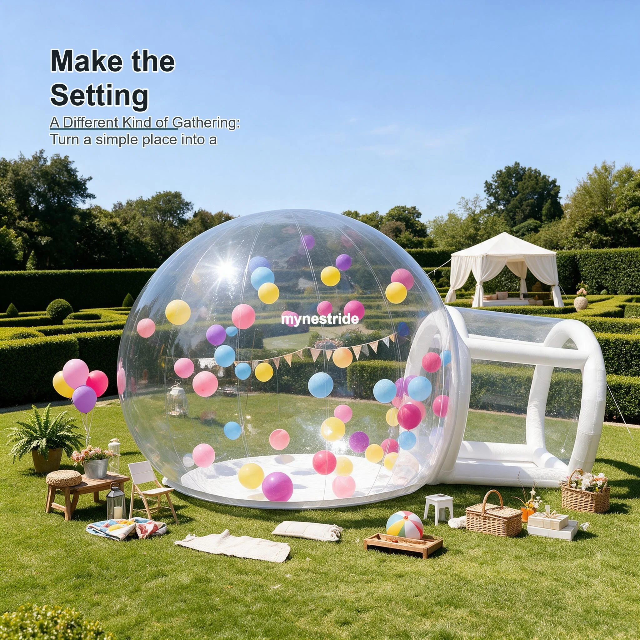 Dôme gonflable transparent VJM1418 |   Tente de camping / Chambre ciel étoilé / Tente gonflable - Rendez cet rassemblement unique