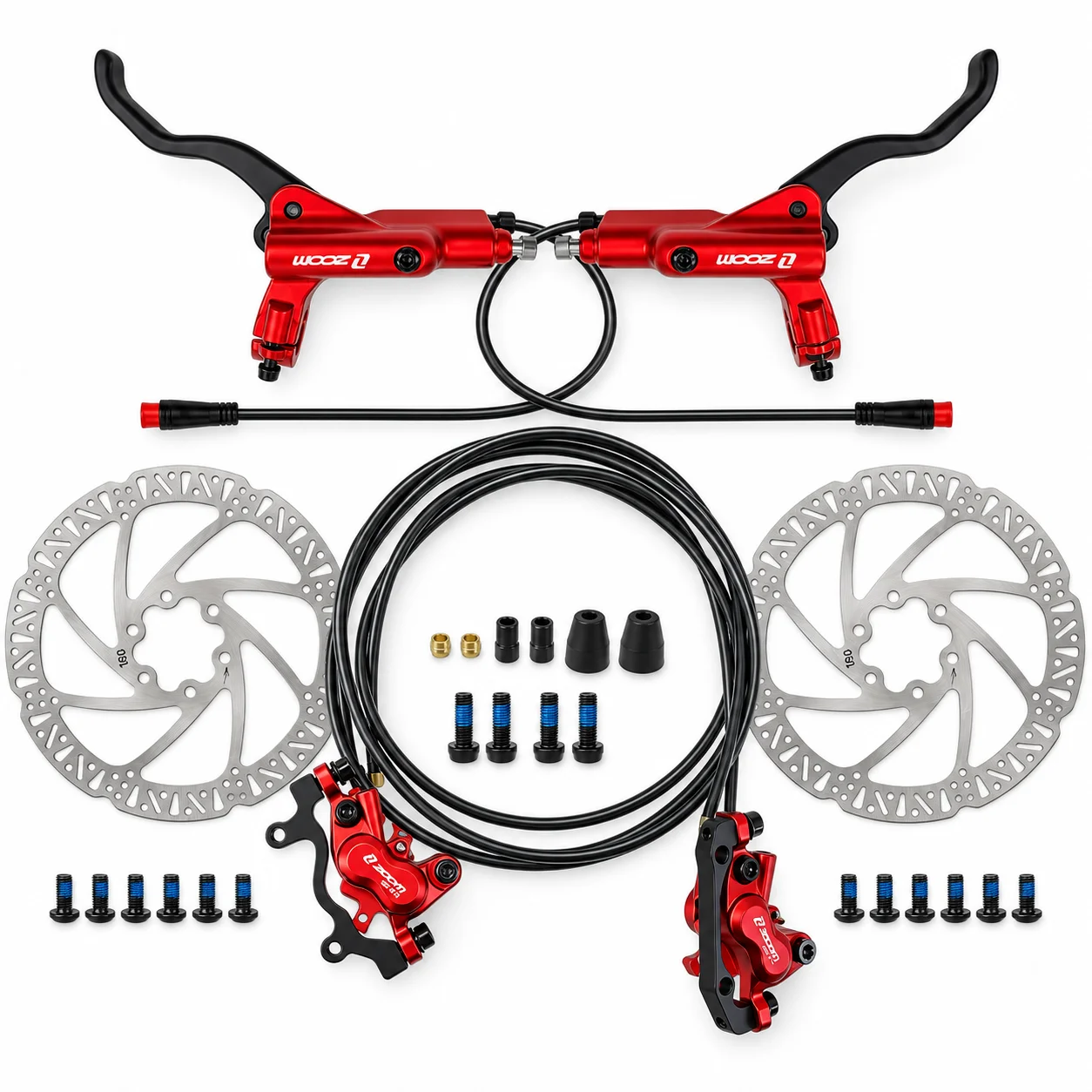 ZOOM HB876E 4-Piston Hydraulic Disc Brake Set with Power Cut-Off Sensor Pre-Bled Mineral Oil Brake Kit for E-Bike MTB Fat Bike