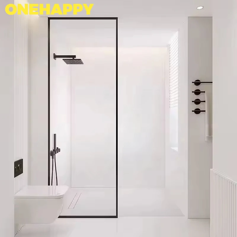 

Modern frameless shower door shower room tempered glass double push and pull waterproof finish hotel villa
