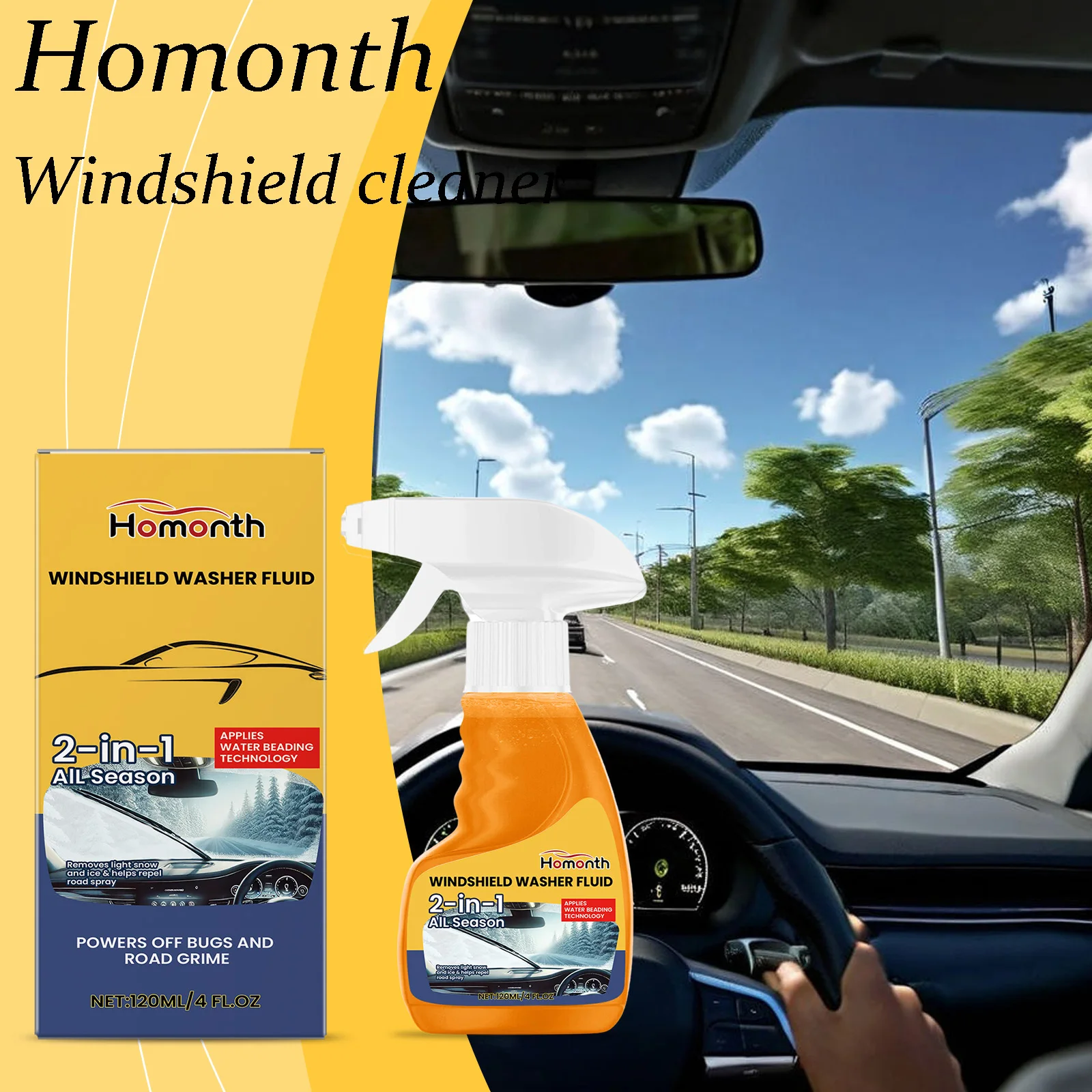 Homonth منظف الزجاج الأمامي رذاذ يزيل البقع رؤية واضحة تحسين سلامة القيادة غير نافذ للمطر دائم لمعان منظف نوافذ السيارة