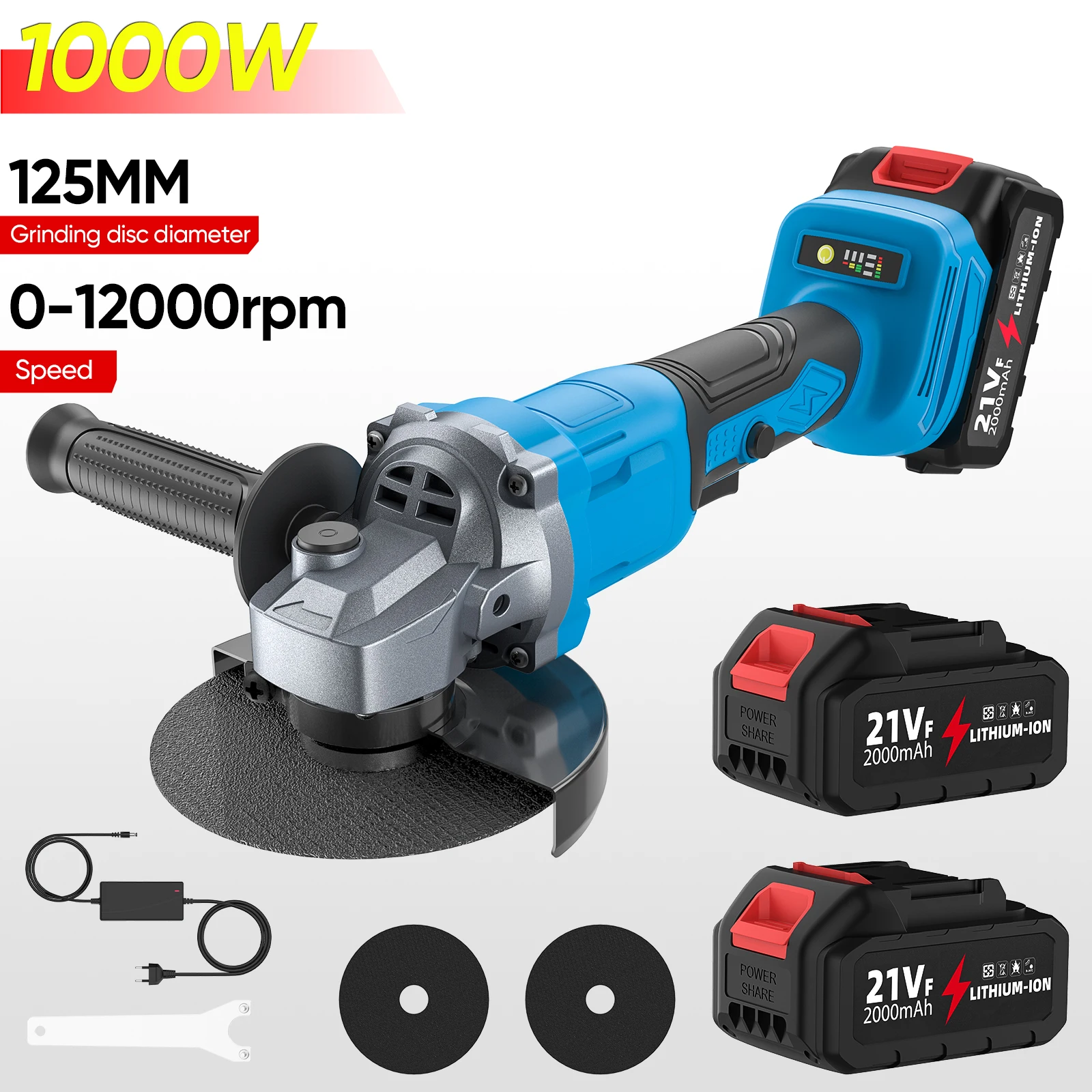 Meuleuse d'angle sans fil 12000 tr/min, 3 vitesses, outil électrique pour le travail du bois, compatible avec la batterie Makita 21V
