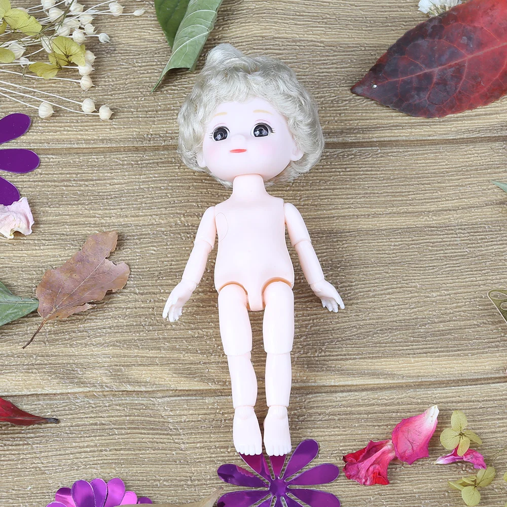 Mini doll cute face 16cm Bjd 1/12 Short Boy Hair Sleeping Pig Naked Body Dress Up Fashion Dolls for Girls Gift DIY Toys