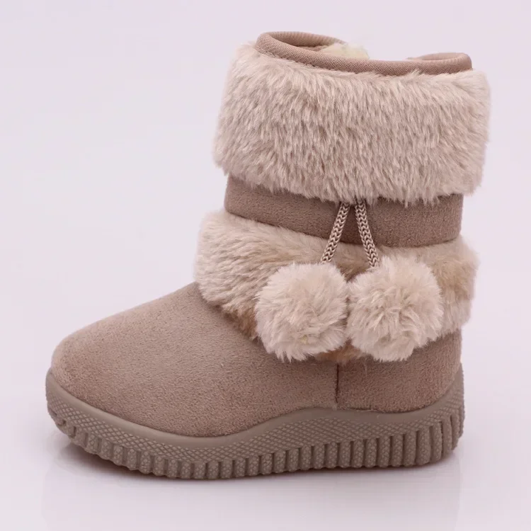 Bottes de neige pour filles, confortables, épaisses et chaudes, pour enfants, boule épaisse, mignonnes, chaussures de princesse, automne, 2023