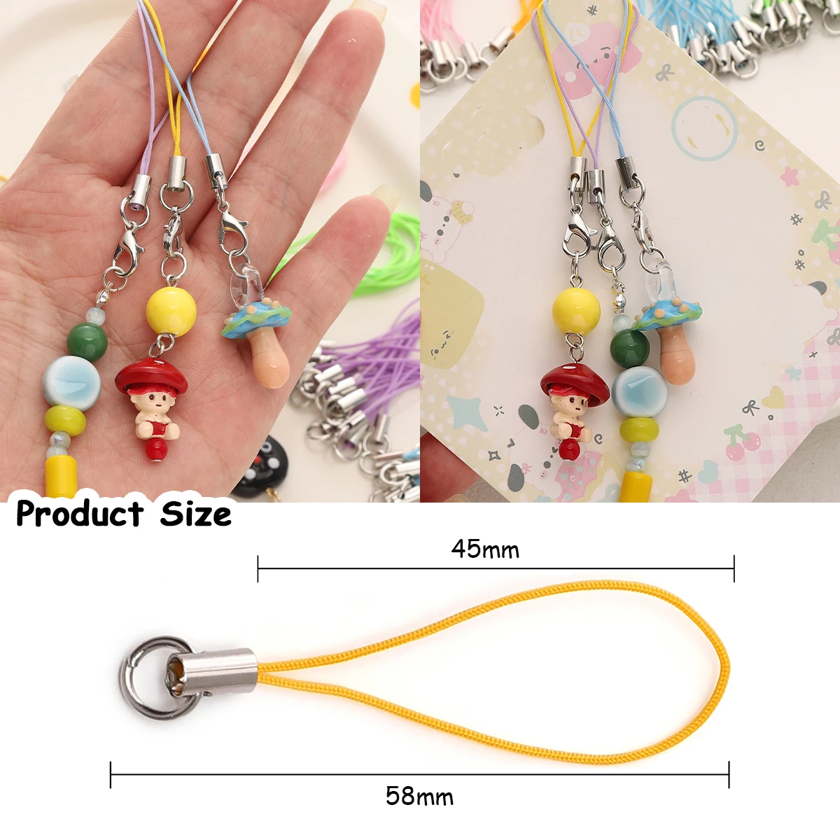 20pcs Lanyard Lariat Cord Lobster Clasp Rope Christmas Bell Keychain Hooks Mobile Phone Strap Charm Keyring Bag Accessories